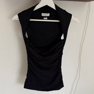 Black Ruched Sleeveless Top